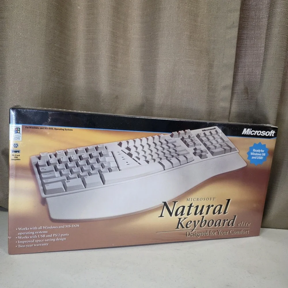 Microsoft Natural Keyboard Elite Wired Ergonomic PS/2 / USB - NEW SEALED!
